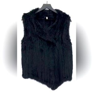 JOIE Andoni Rabbit Fur Vest Black S EUC Designer Luxury